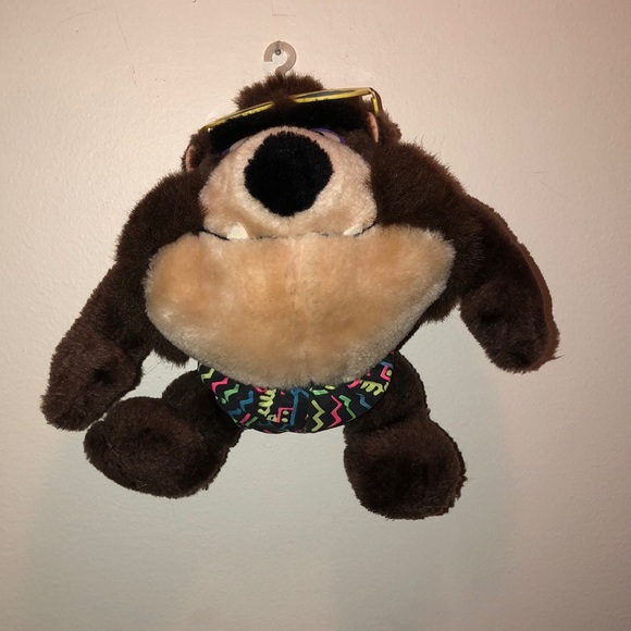 Looney Tunes Tasmanian Devil in swim trunks vintage plush stuffed toy - Picture 3 of 6